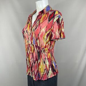 Allison Taylor Button Up Blouse Medium Funky Abstract Southwestern Boho Hipp Vtg